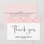 ピンクレースブライダルシャワーサンキューカード サンキューカード (正面/裏面)