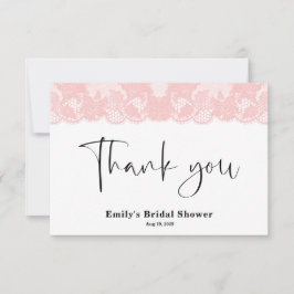 ピンクレースブライダルシャワーサンキューカード サンキューカード