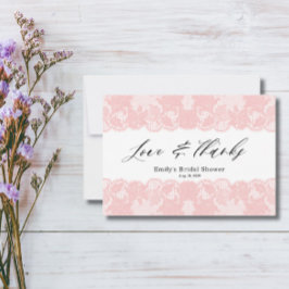 ピンクレースブライダルシャワーサンキューカード サンキューカード