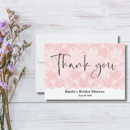 ピンクレースブライダルシャワーサンキューカード サンキューカード