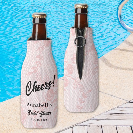 ピンクレースブライダルシャワーボトル ボトルクーラー