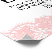 ピンクレースブライダルシャワーミモザバー標識 ポスター (角)