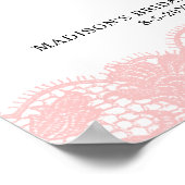 ピンクレースブライダルシャワーレシピカードサイン ポスター (角)