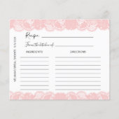 ピンクレースブライダルシャワーレシピカード (正面)