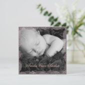 ピンクレースブラックヴィンテージ写真誕生発表 案内状 (スタンド正面)