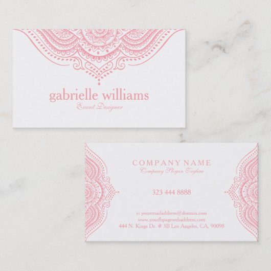 ピンクレースペイズリーマンダラ 名刺 (正面/裏面)