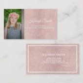 ピンクレースペイズリー写真卒業式インサート名 コーリングカード (正面/裏面)