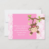 ピンクレースモンキーベビーガール サンキューカード (裏面)