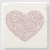 ピンクレースラブハート ストーンコースター (正面)