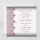 ピンクレース女子ファースト・コミュニオン 招待状 (裏面)