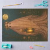 ピンクレース幽霊とランタン – お洒落ゴシック 薄葉紙 (クラフト)