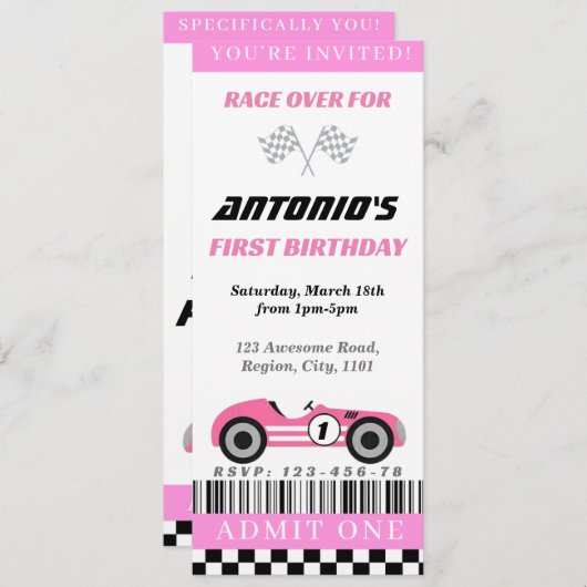 ピンクレース招待状 招待状 (正面/裏面)