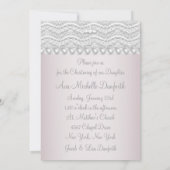 ピンクレース真珠クロスベビーガールフォト《キリスト教》洗礼式や命名式 招待状 (裏面)