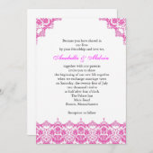 ピンクレース結婚式招待状 招待状 (正面/裏面)