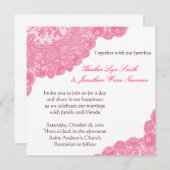 ピンクレース結婚式招待状 招待状 (正面/裏面)