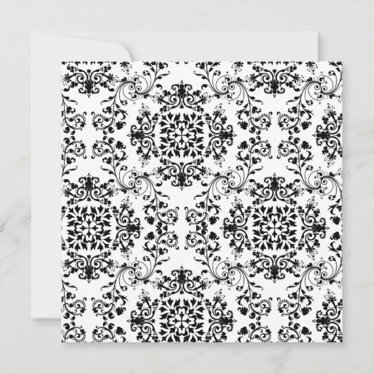 ピンクレース&ボースウィート付きBWダマスク16 招待状 (裏面)