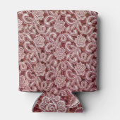 ピンクレース、ヴィンテージバラパターン。 缶クーラー (裏面)