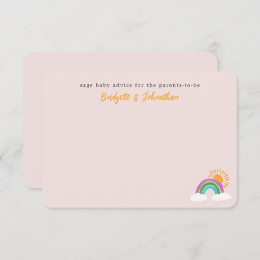 ピンクレ淡い色のインボーかわいらしサンシャインベビーアドバイス 出欠カード (正面/裏面)