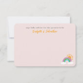 ピンクレ淡い色のインボーかわいらしサンシャインベビーアドバイス 出欠カード (正面)