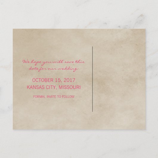 ピンクレ素朴ース日付はがきを保存 案内ポストカード (裏面)