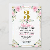 ピンクロかわいらしーズエイジ誕生日パーティー 招待状 (正面)