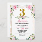 ピンクロかわいらしーズエイジ誕生日パーティー 招待状 (正面/裏面)