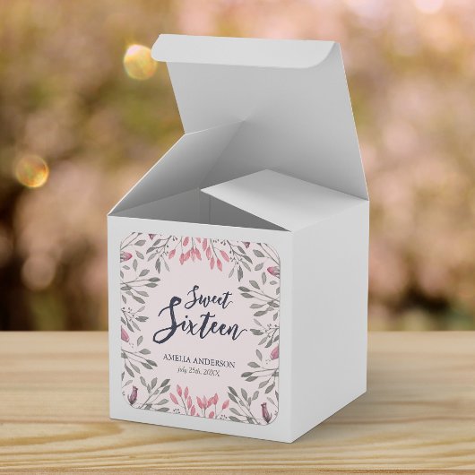 ピンクロエレガントゼスフローラスウィート16誕生日 スクエアシール