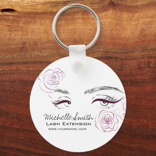 ピンクロエレガントーズフローラウォーターカラー美しいサロン キーホルダー (正面)