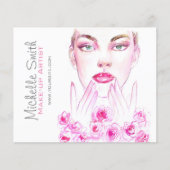 ピンクロエレガントーズフローラウォーターカラー美しいサロン チラシ (正面)