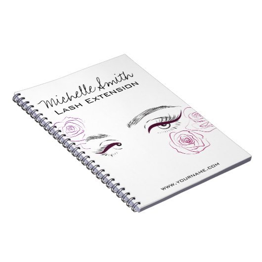 ピンクロエレガントーズフローラウォーターカラー美しいサロン ノートブック (右側)