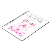 ピンクロエレガントーズフローラウォーターカラー美しいサロン ノートブック (左側)