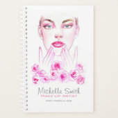 ピンクロエレガントーズフローラウォーターカラー美しいサロン プランナー手帳 (正面)