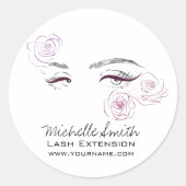 ピンクロエレガントーズフローラウォーターカラー美しいサロン ラウンドシール (正面)