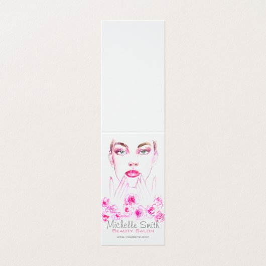 ピンクロエレガントーズフローラウォーターカラー美しいサロン 名刺 (外部フラット)