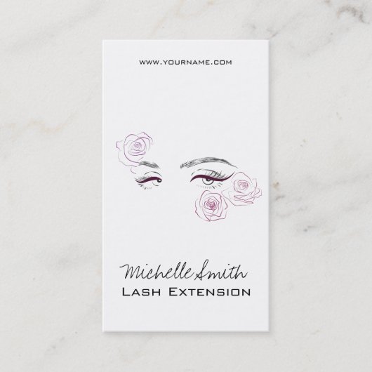 ピンクロエレガントーズフローラウォーターカラー美しいサロン 名刺 (正面)