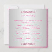 ピンクロエレガントーズSweet sixteen誕生パーティー 招待状 (裏面)