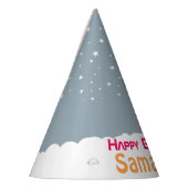 ピンクロケットガールパーソナライズされた誕生日フェミニスト パーティーハット (左)