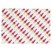 ピンクロケット船宇宙誕生日フェミニスト ラージペーパーバッグ (裏面)