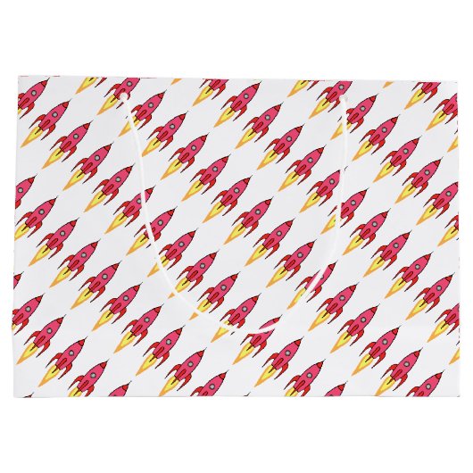 ピンクロケット船宇宙誕生日フェミニスト ラージペーパーバッグ (裏面)