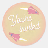 ピンクロケット&ムーン封筒用シール ラウンドシール (正面)