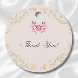 ピンクロココヴィンテージ牡丹ブライダルシャワーありがとう フェイバータグ