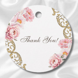 ピンクロココヴィンテージ牡丹ブライダルシャワーありがとう フェイバータグ