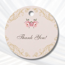 ピンクロココヴィンテージ牡丹ベイビーシャワーサンキュー フェイバータグ
