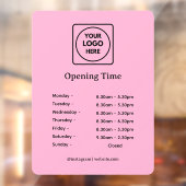 ピンクロゴ | オーダーメイドの営業時間サイン ウィンドウサイン (シート2)
