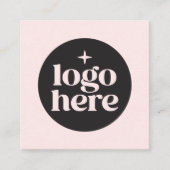 ピンクロゴQRコードカスタムソーシャルメディア スクエア名刺 (正面)