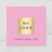 ピンクロゴQRコードSNS スクエア名刺 (正面)