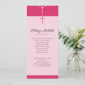 ピンクロザリオビーズファーストコミューンクロス 招待状 (スタンド正面)