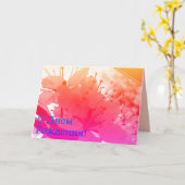 ピンクロシアのの誕生日の花のさくらんぼカード カード (黄色い花)