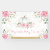 ピンクロセスパンプキン秋オータムガールベビーシャワー 横断幕 (横)