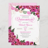 ピンクロセスフィエスタエレガントフローラキンセニェラ 招待状 (正面/裏面)